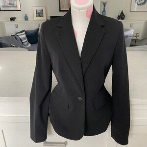 Jessica Neutral One Button Notch Collar Poly Rayon Blend Lined Blazer Black Sz 4